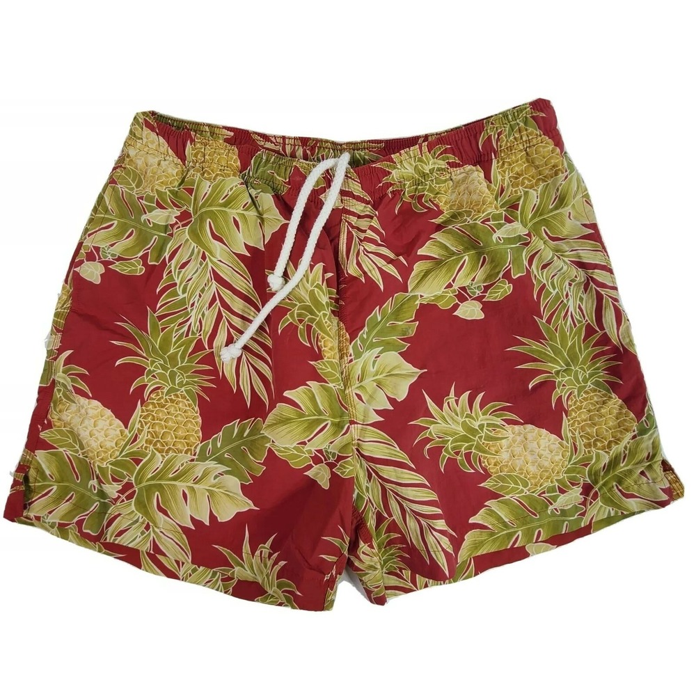 Tommy Bahama Relax Mens Med Mesh line Swim Trunks Hawaiian Red Pineapples palm